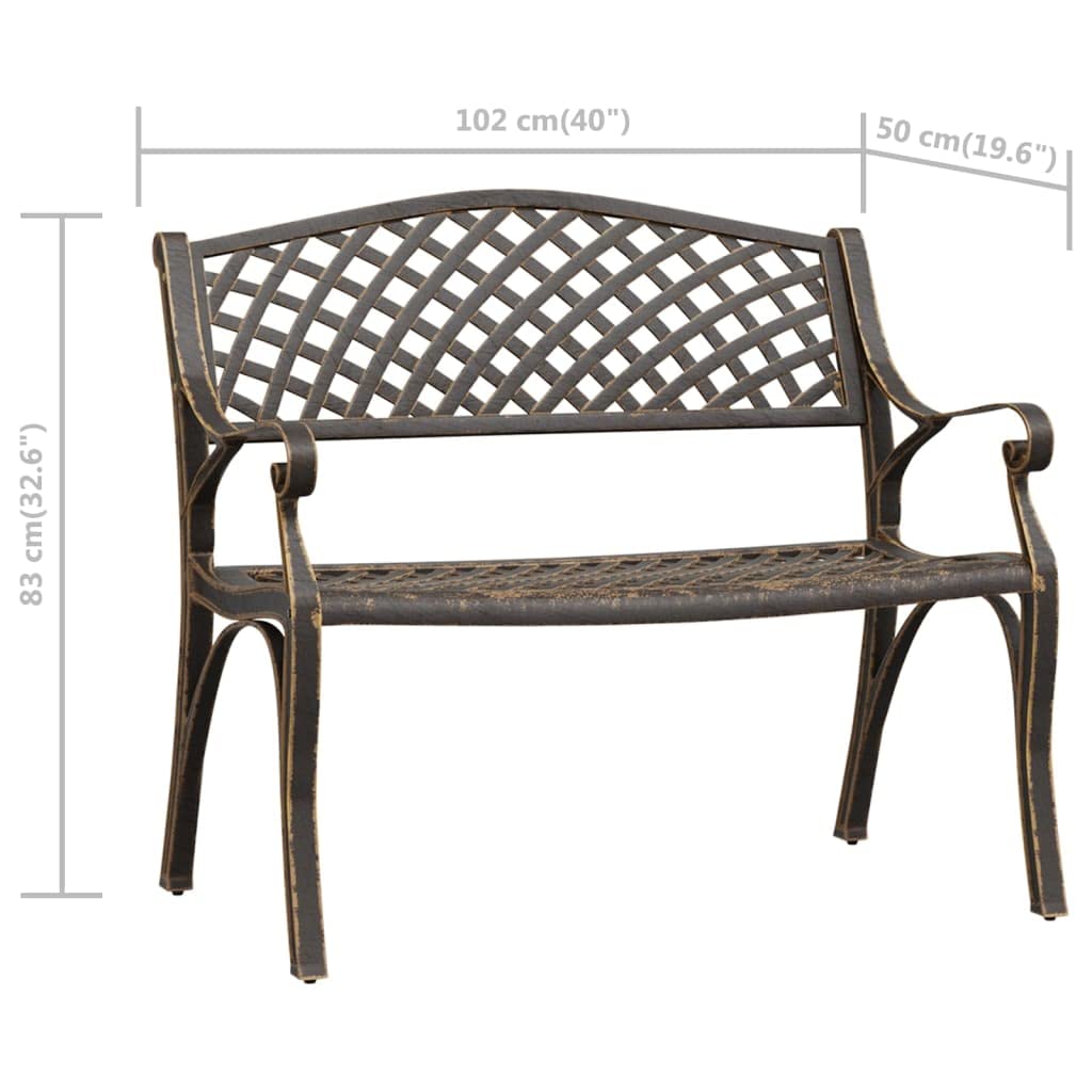 Bronze Cast Iron Garden Bench with Floral Design F471865