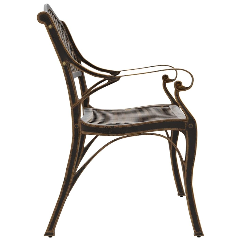 Bronze Cast Iron Garden Bench with Floral Design F471865