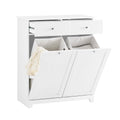 White Laundry Hamper Cabinet with 2 Baskets I337079