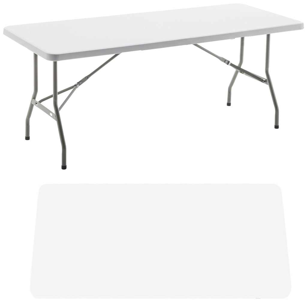 White Plastic Folding Table 6 Ft Heavy Duty Portable T9070