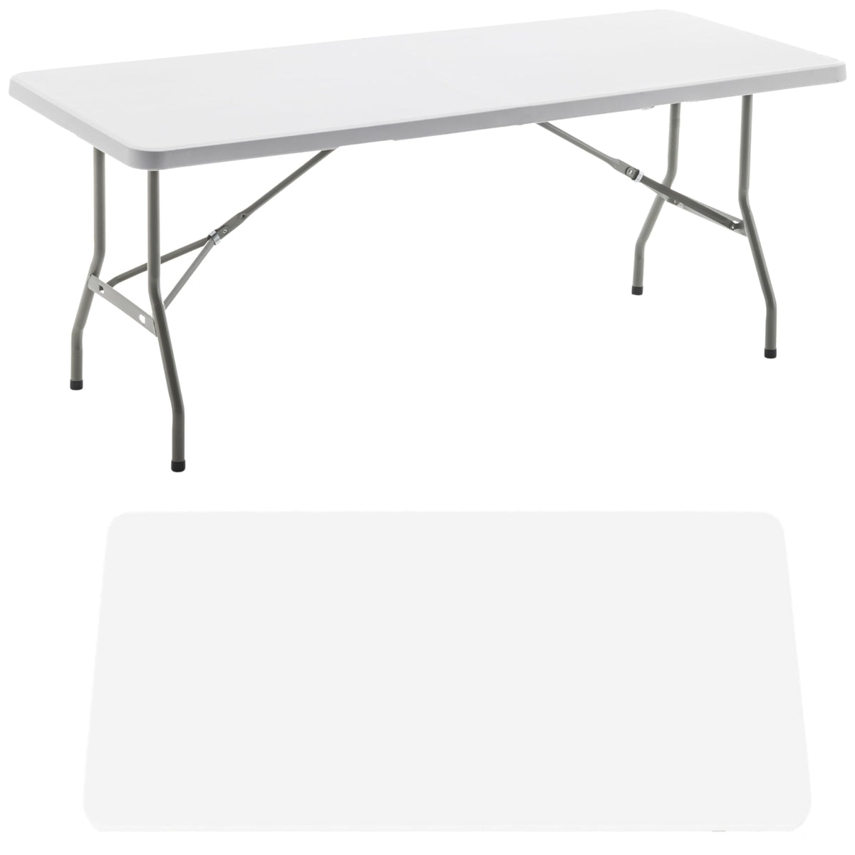 White Plastic Folding Table 6 Ft Heavy Duty Portable T9070