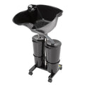 Portable Shampoo Bowl with Electric Pump, Adjustable Height, 2 Buckets, Black W625