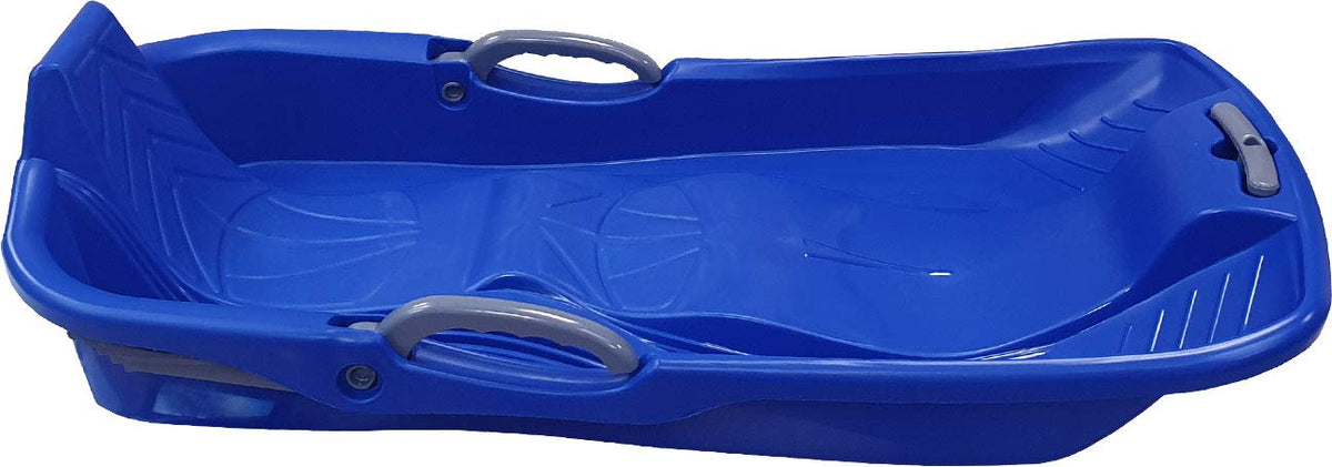 Blue Plastic Toboggan Snow Sled with Brake & Handle Cord R916747