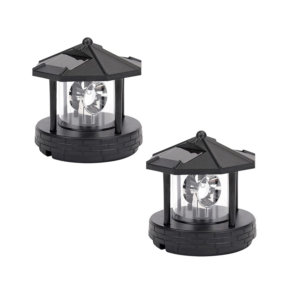 2 Pcs Solar Powered Lighthouse Shape Light D731128