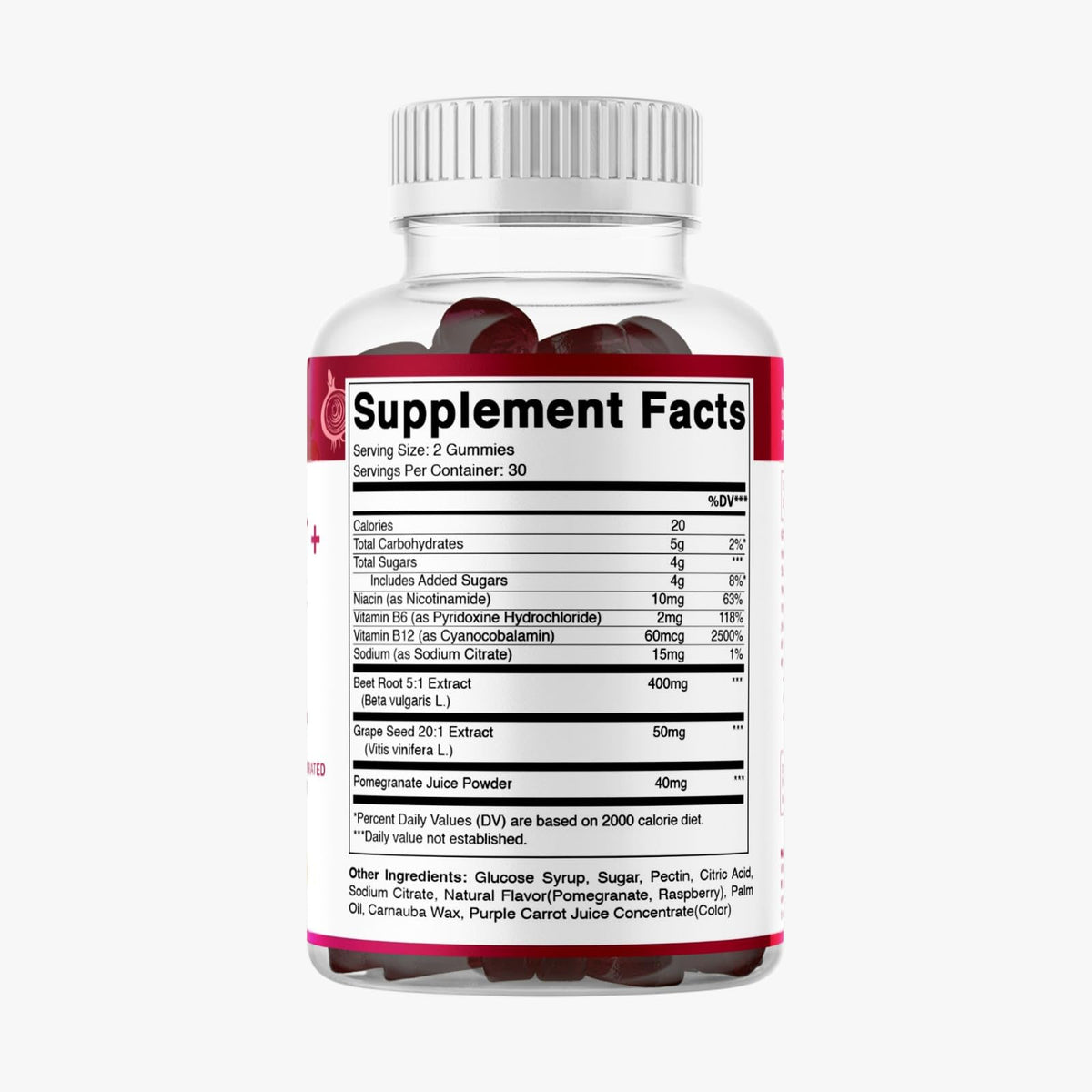 Beet Root Gummies with B6, B12, Grape Seed & Pomegranate 120 Count T41679