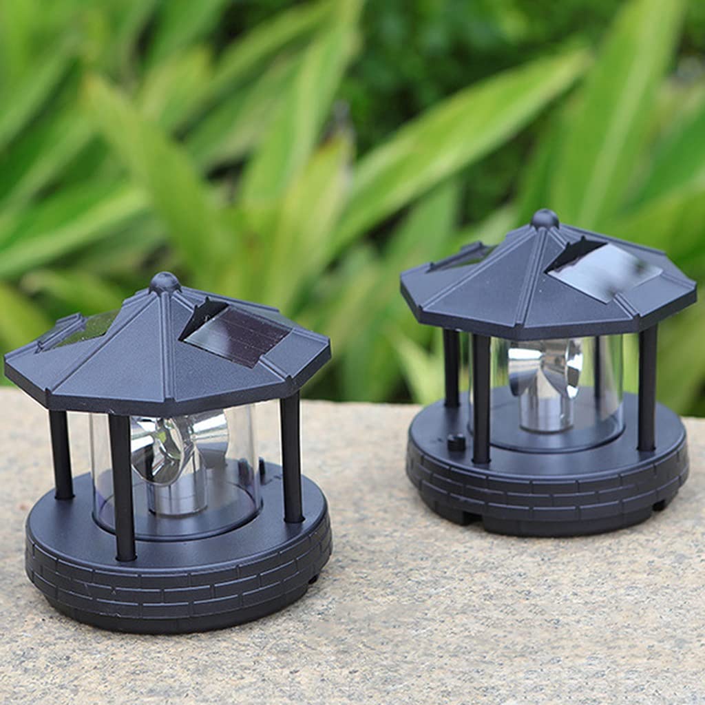 2 Pcs Solar Powered Lighthouse Shape Light D731128