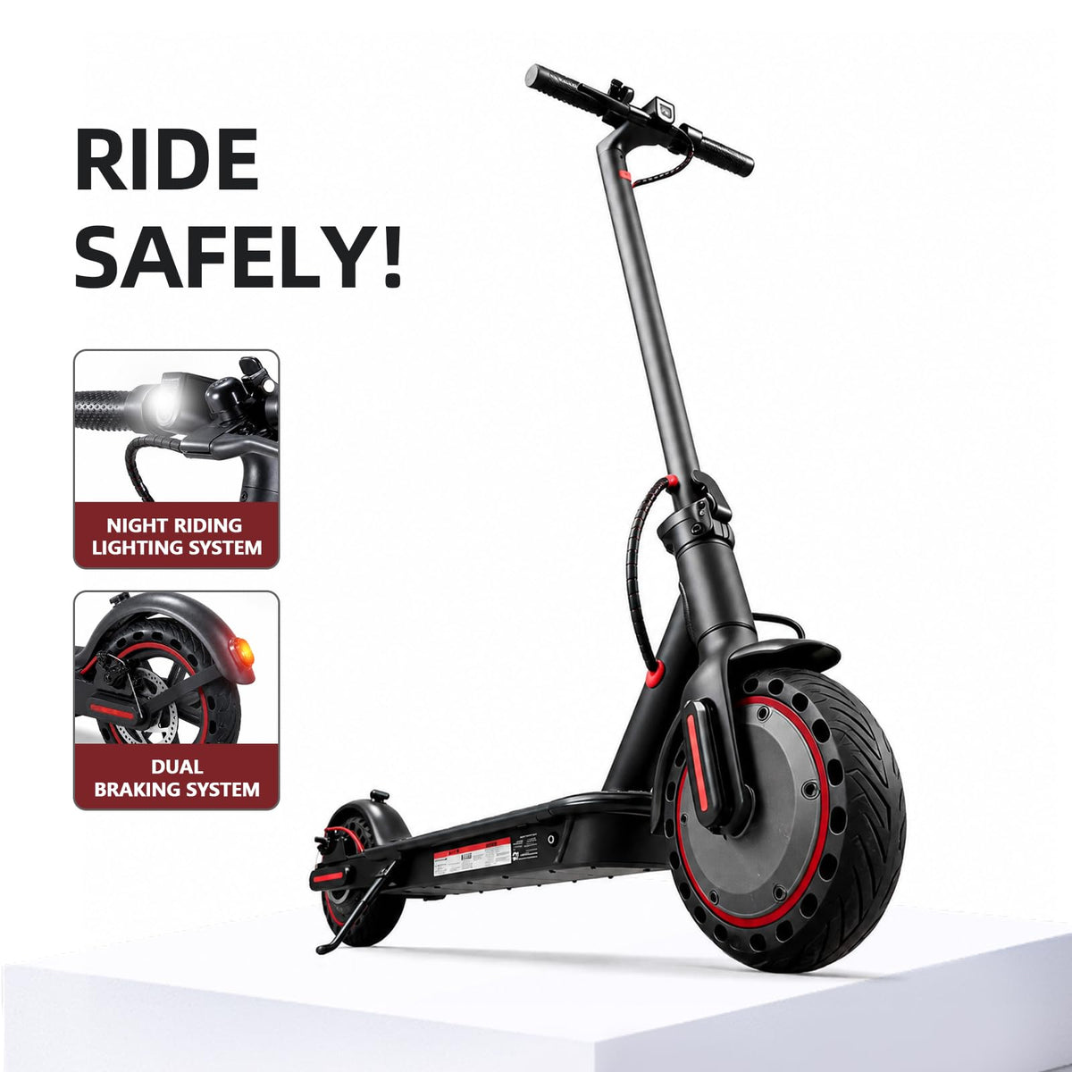 Electric Scooter, 350W/500W, 8.5" Tires, 21 Miles Range, Folding E-Scooter O189324