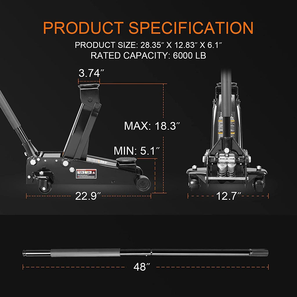 3 Ton Hydraulic Heavy Duty Steel Floor Jack Z420601