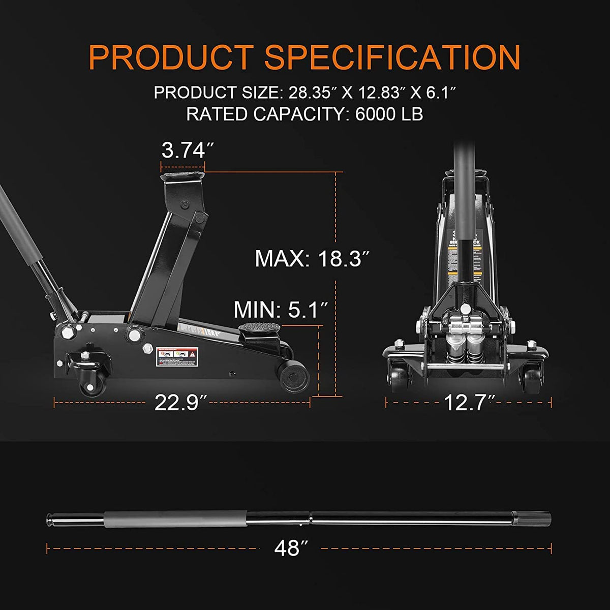 3 Ton Hydraulic Heavy Duty Steel Floor Jack Z420601