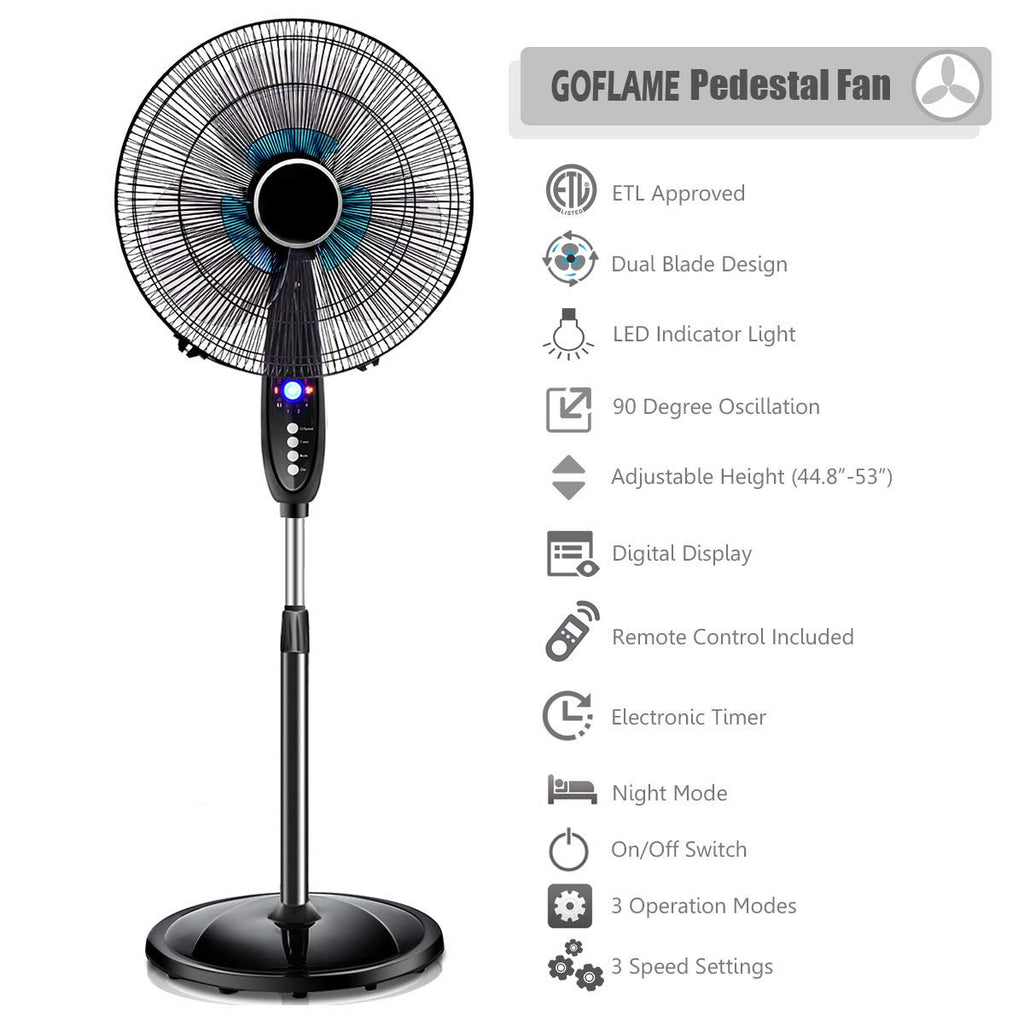 16" Oscillating Pedestal Fan with Remote Control H541889