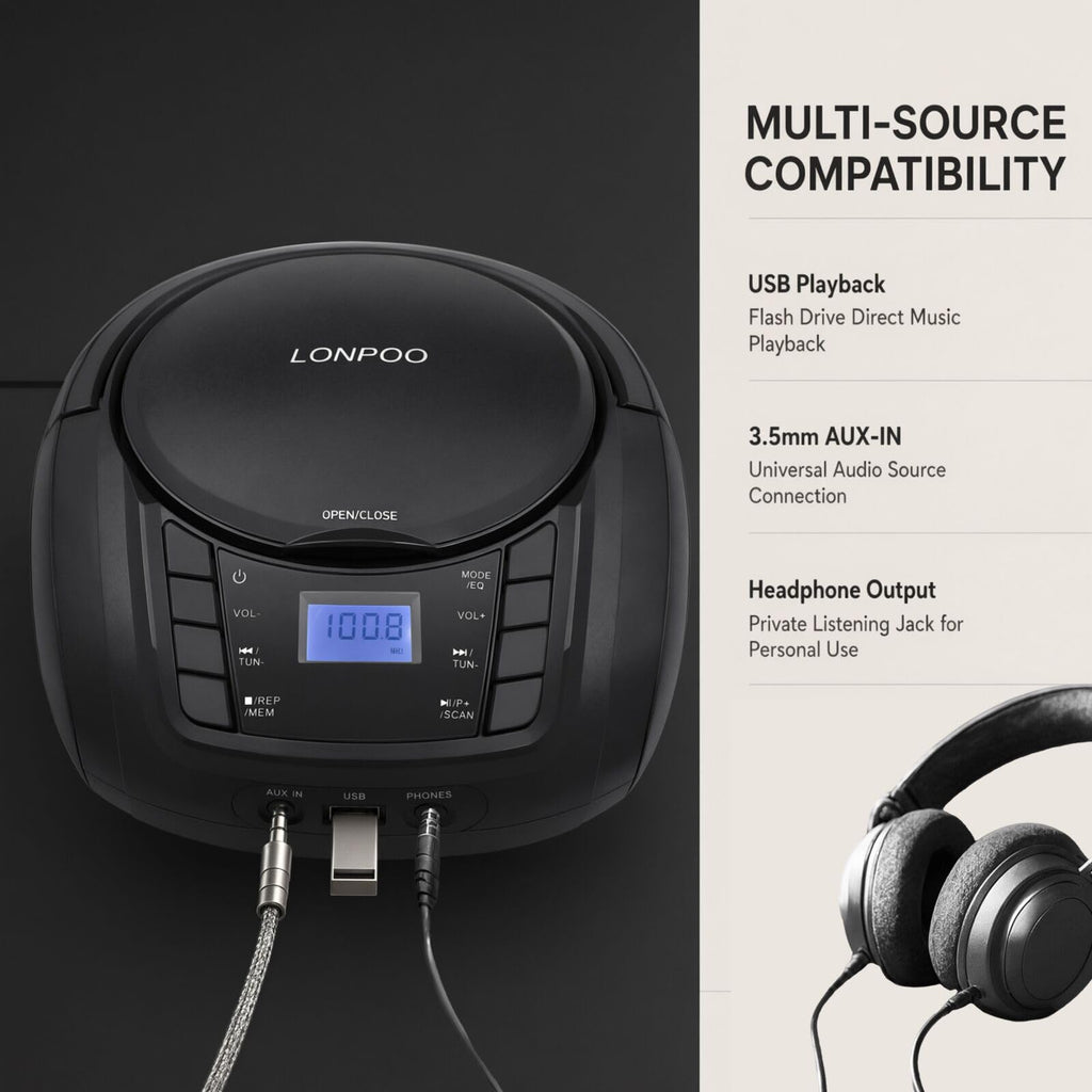 Portable CD Player Boombox with Speakers O336611