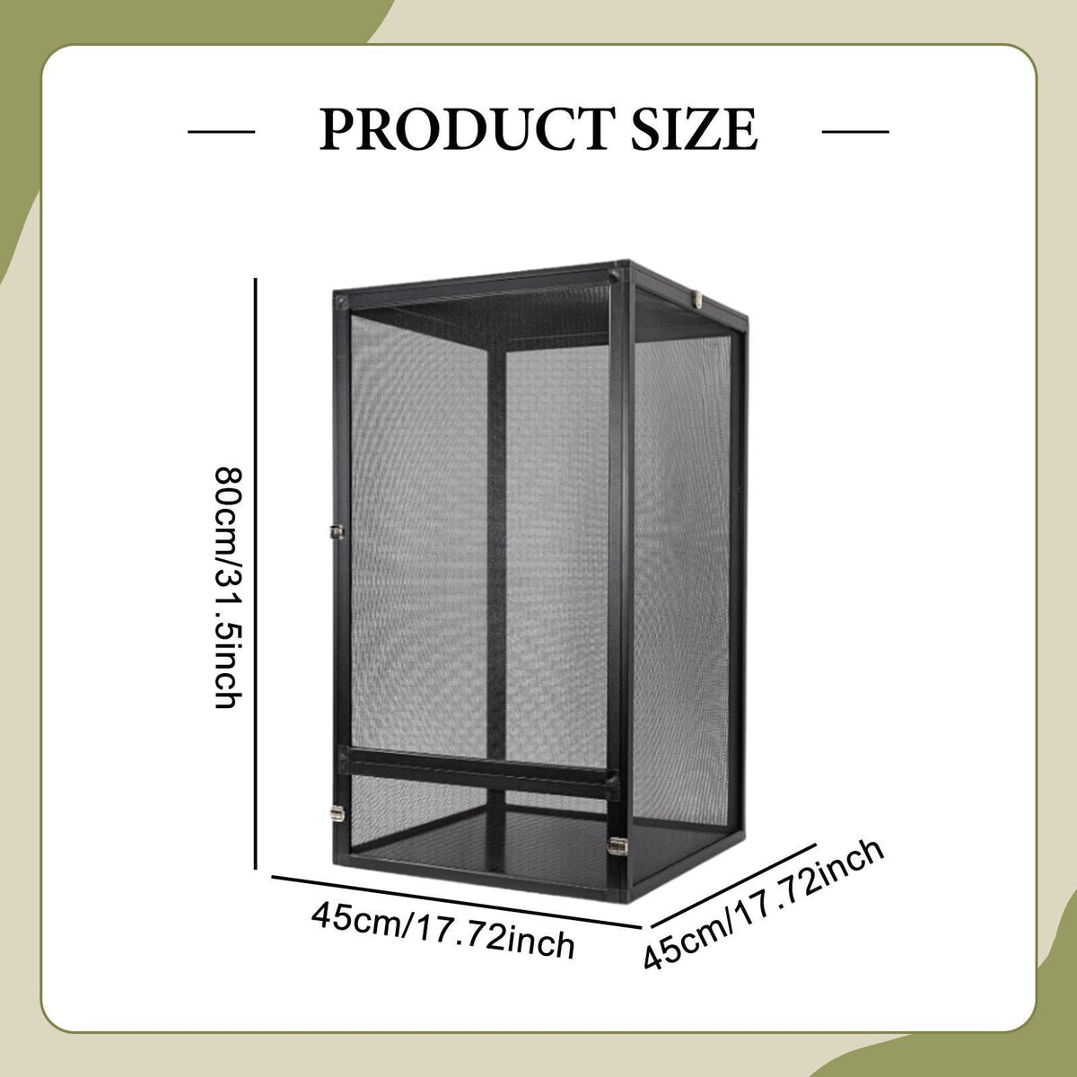 Aluminum Reptile Terrarium with Screen 45x45x80cm S24865