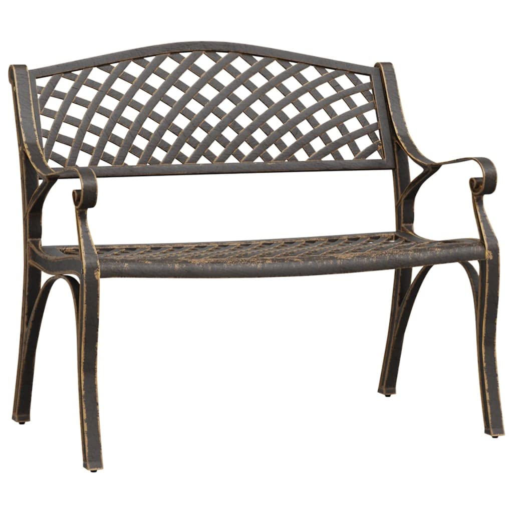 Bronze Cast Iron Garden Bench with Floral Design F471865