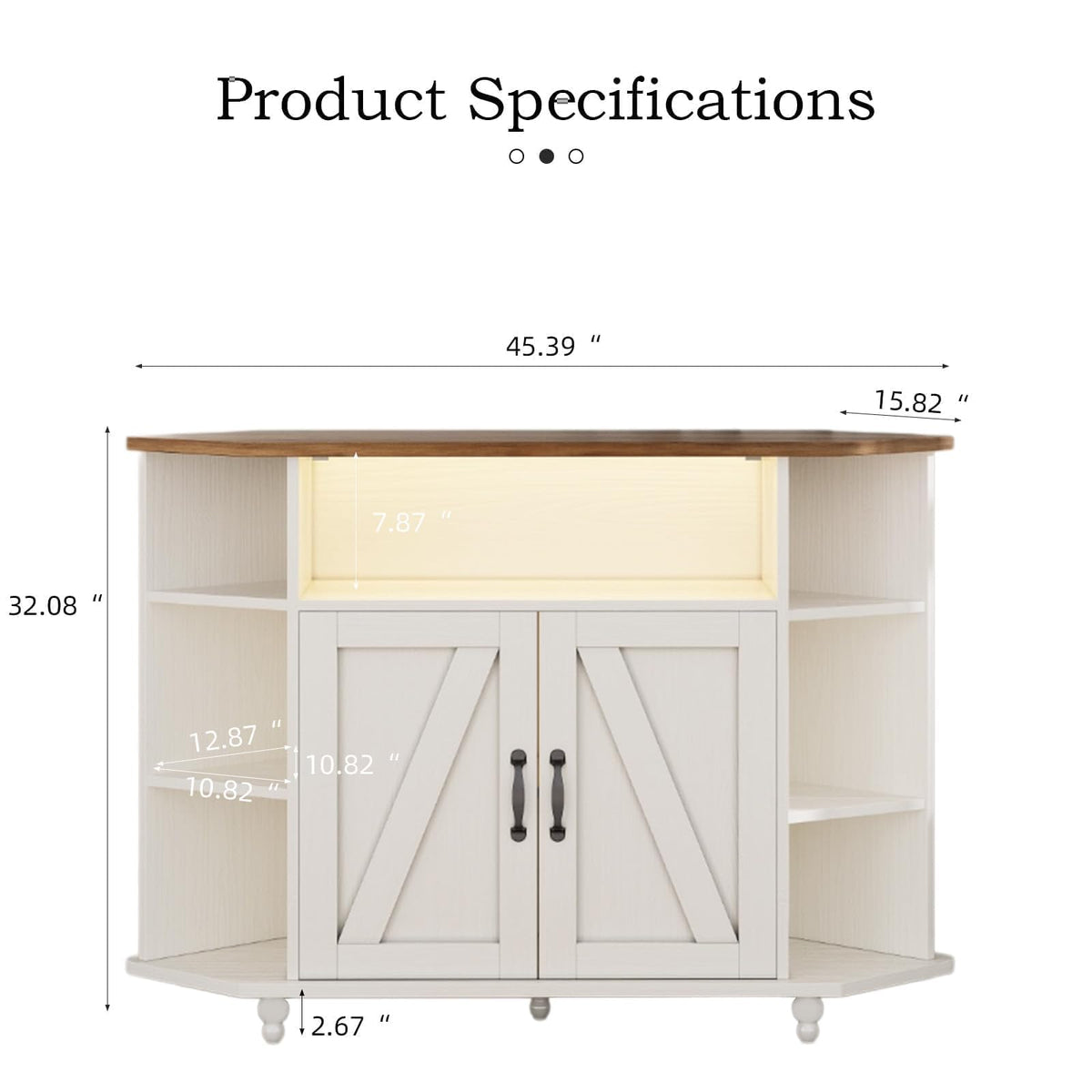 White Corner TV Stand with Storage V663483