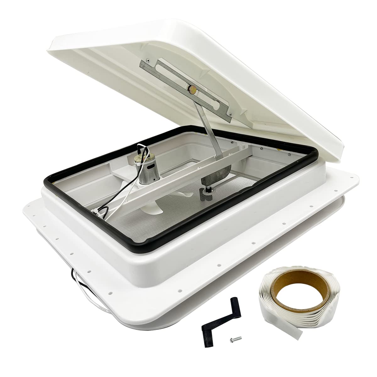 14" RV Roof Vent with 12V Fan, White I5317