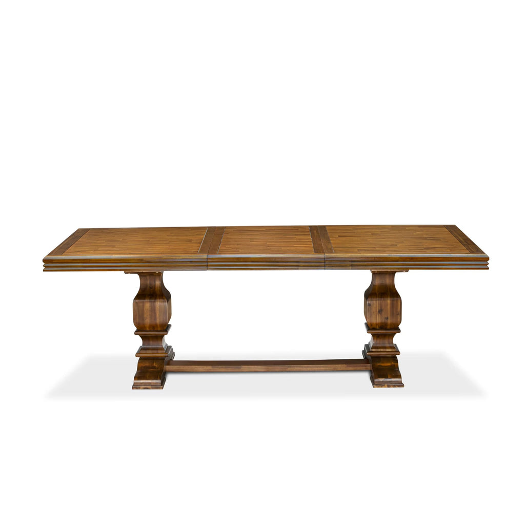 9 Piece Dining Table Set with 8 Beige Fabric Chairs C16538