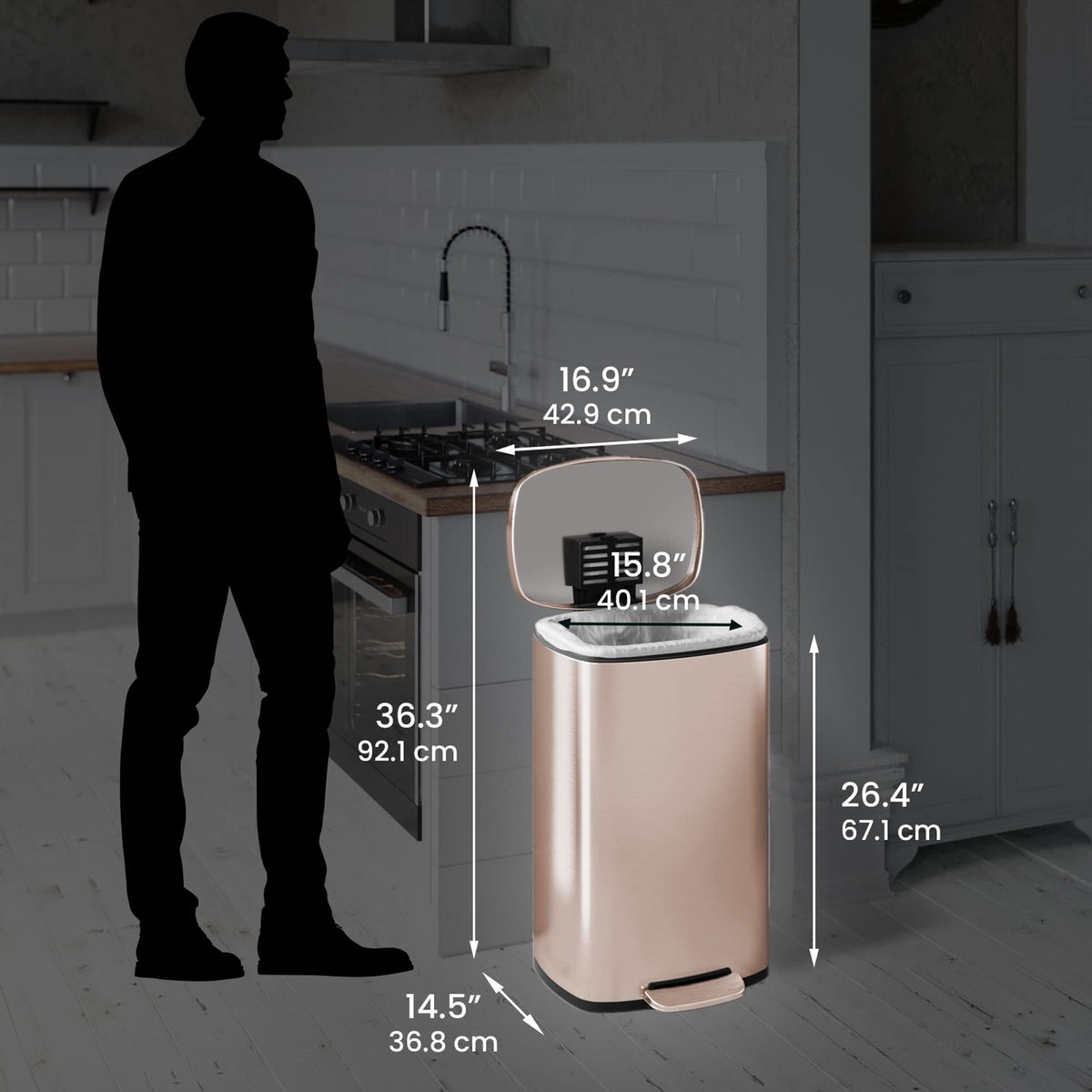 13.2 Gallon Stainless Steel Step Trash Can with Lid C84391