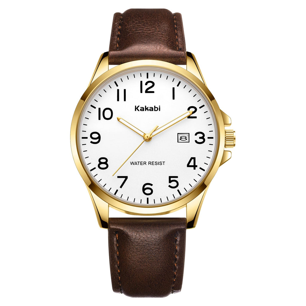 Men Fashion Minimalist Waterproof Quartz Analog Date Leather Strap Watch L578639
