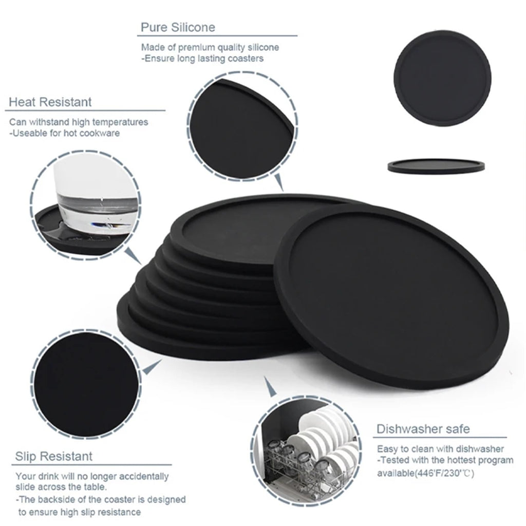 32 Pc Black Silicone Coasters F7725