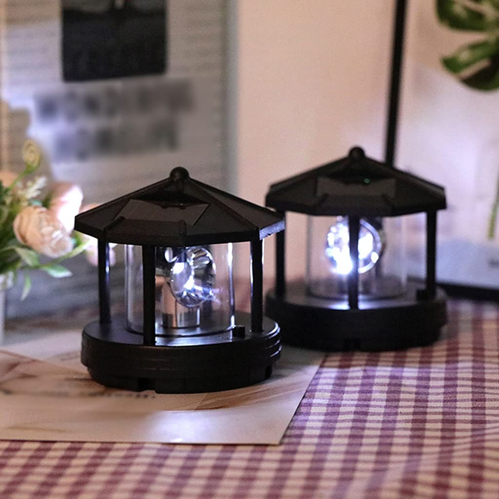 2 Pcs Solar Powered Lighthouse Shape Light D731128
