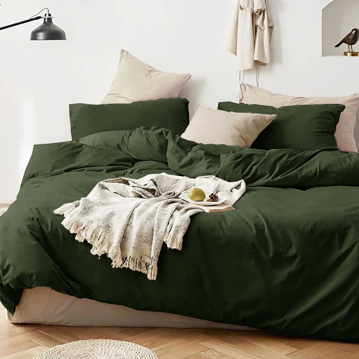 Dark Olive Green King Size 3 Piece Comforter Set Y304695
