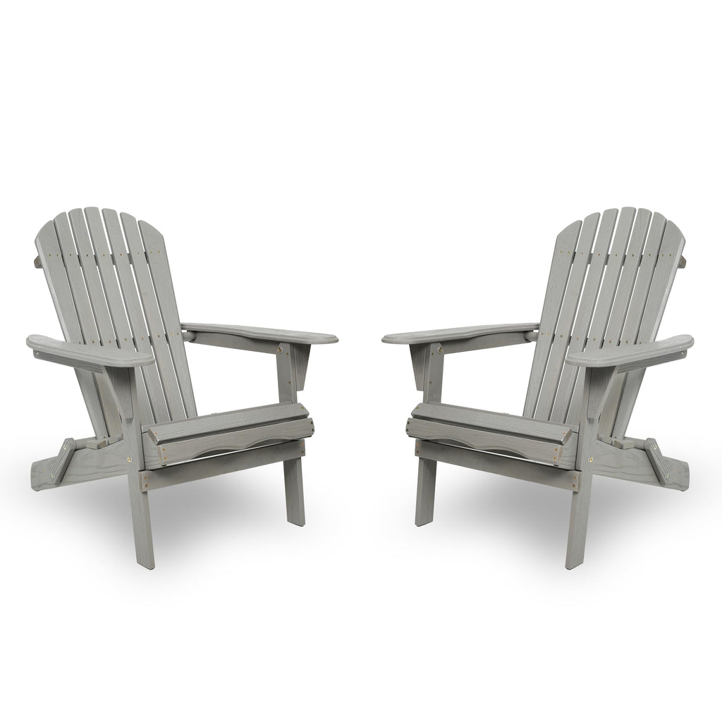 Wood Folding Adirondack Chair Set of 2 Solid Cedar U651050