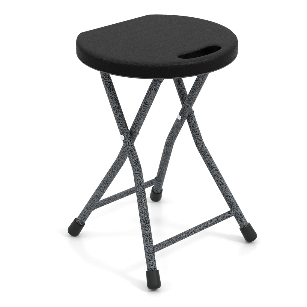 Black Folding Stool with Carry Handle 330lbs Capacity H7286