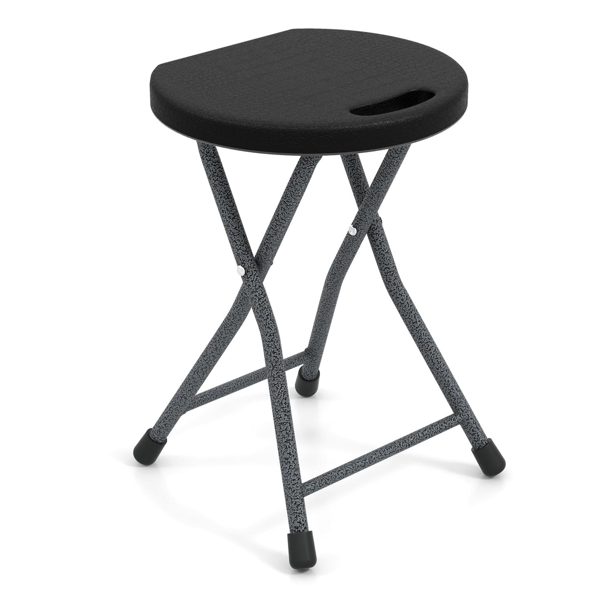 Black Folding Stool with Carry Handle 330lbs Capacity H7286