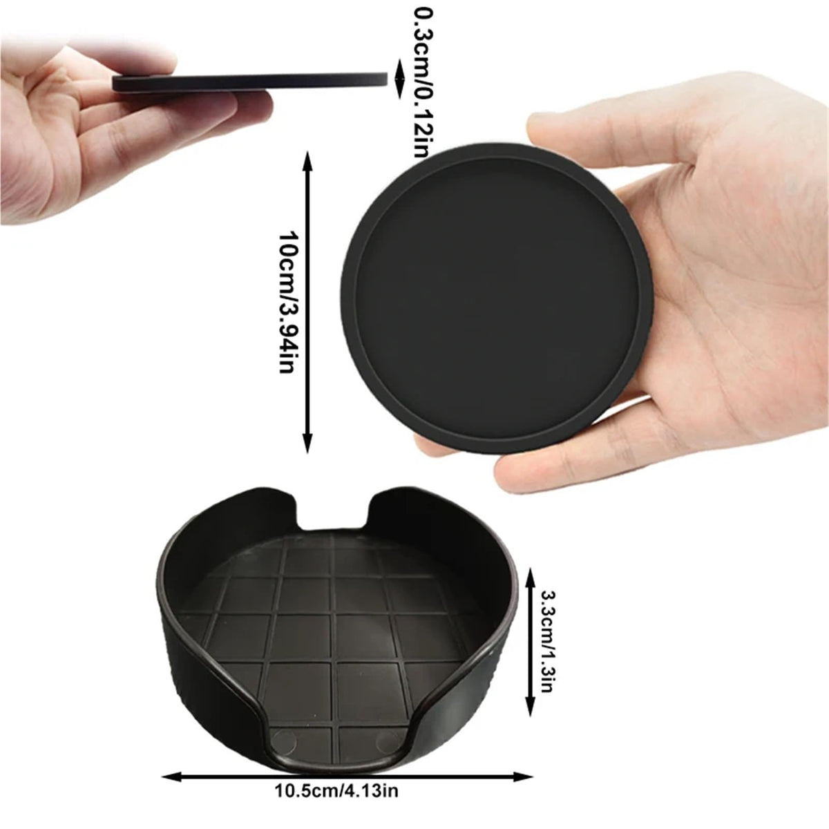 32 Pc Black Silicone Coasters F7725