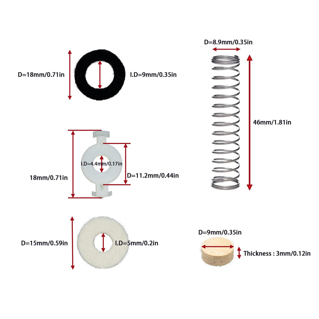 Trumpet Repair Kit with Valve Springs Felt Washers Water Key Corks J91109
