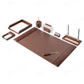 Chocolate Brown Leather 8 Piece Desk Set W81272