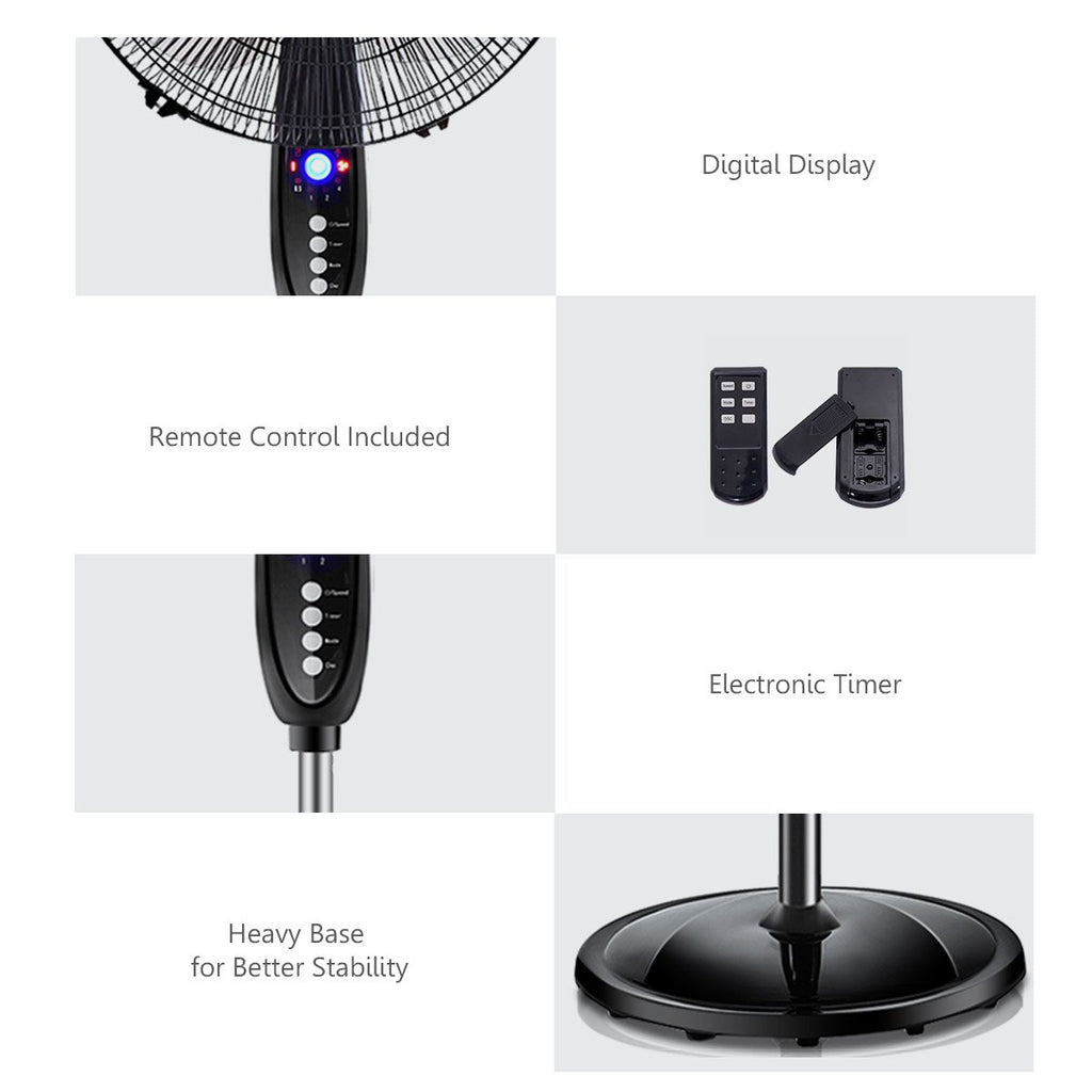 16" Oscillating Pedestal Fan with Remote Control H541889
