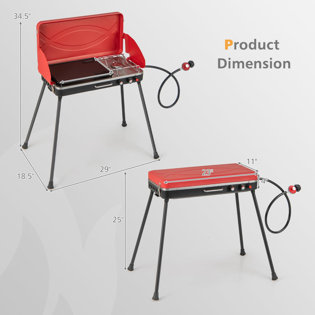 2-Burner Propane Camping Stove with Detachable Legs B70948