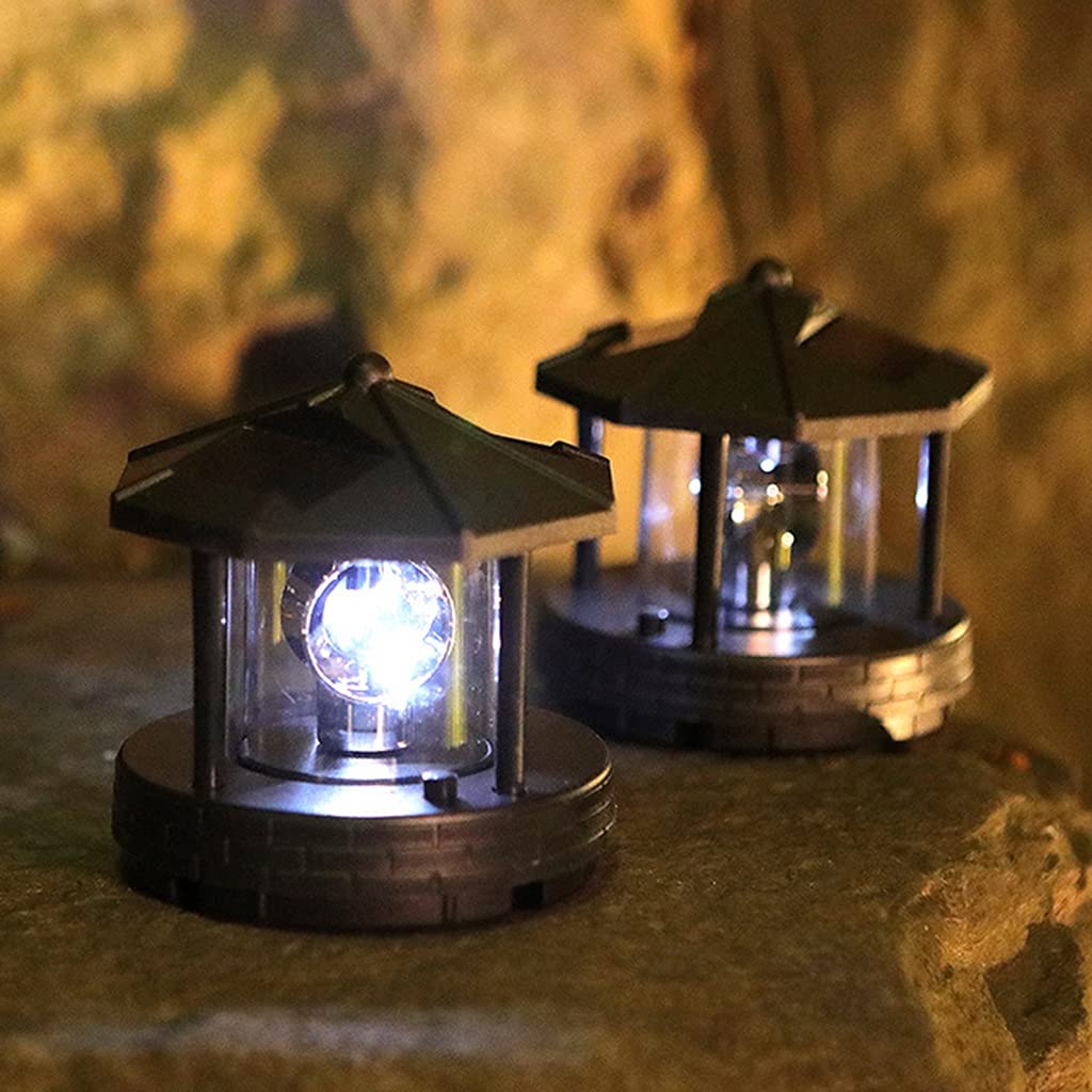 2 Pcs Solar Powered Lighthouse Shape Light D731128