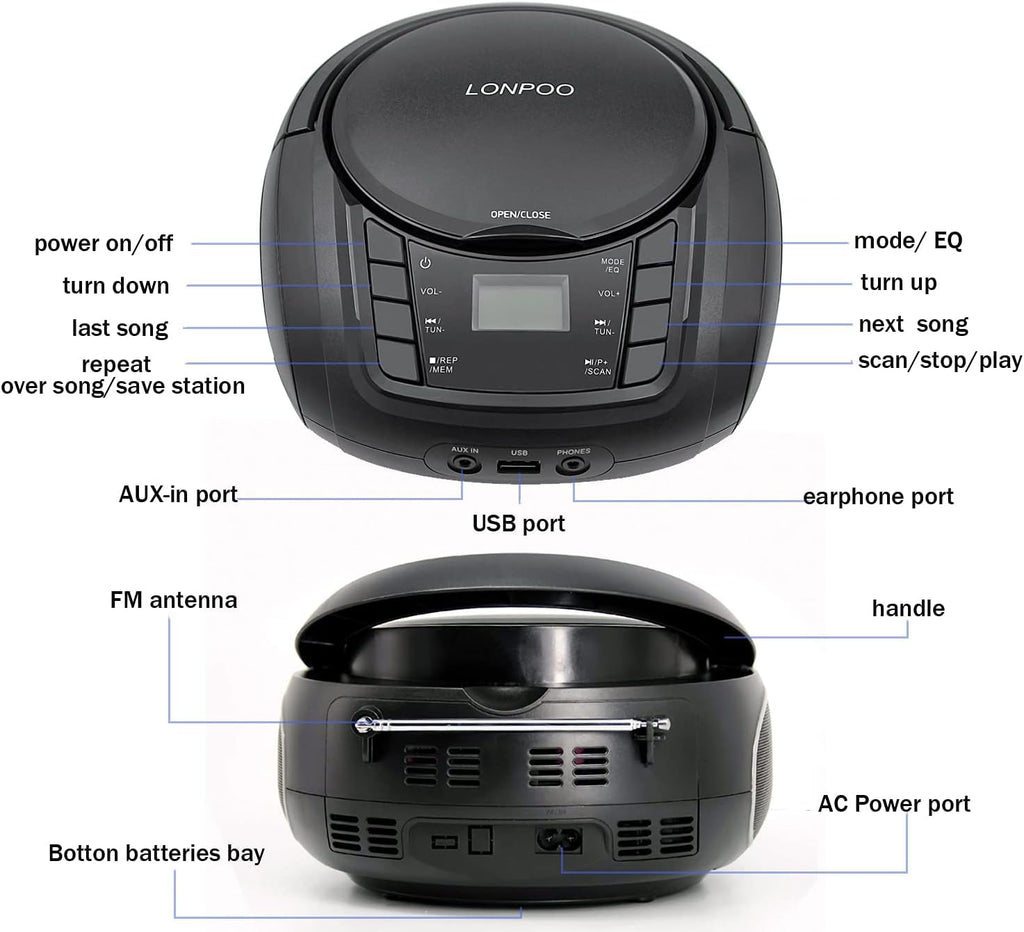 Portable CD Player Boombox with Speakers O336611