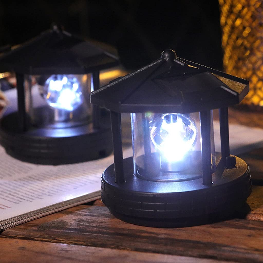 2 Pcs Solar Powered Lighthouse Shape Light D731128