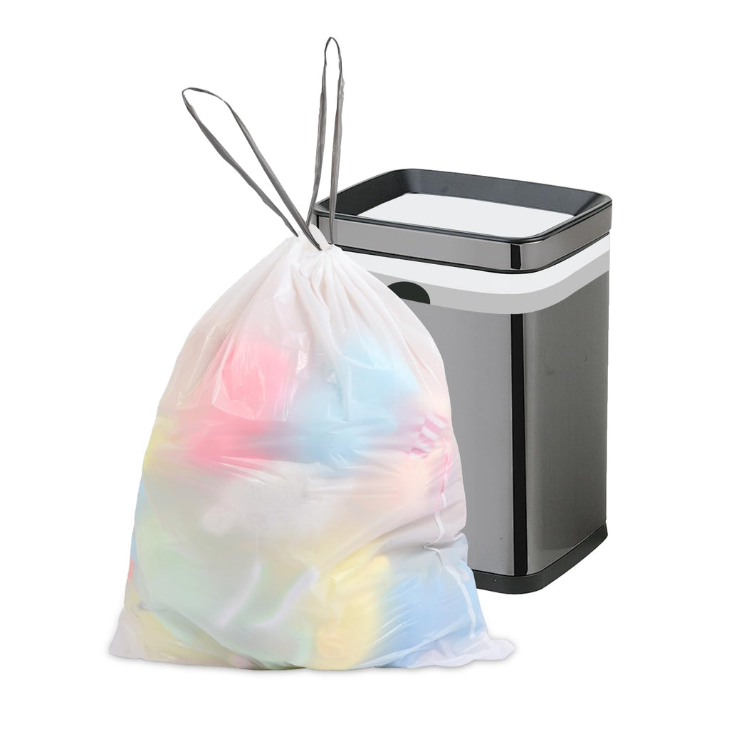 10 Gallon White 1 Mil Drawstring Trash Bags 75 Count P349