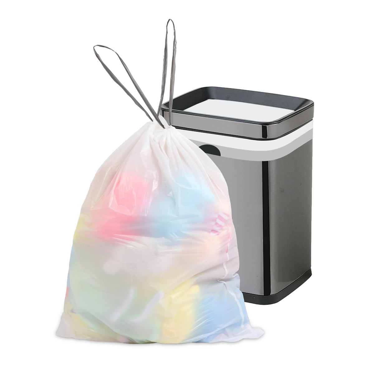 10 Gallon White 1 Mil Drawstring Trash Bags 75 Count P349