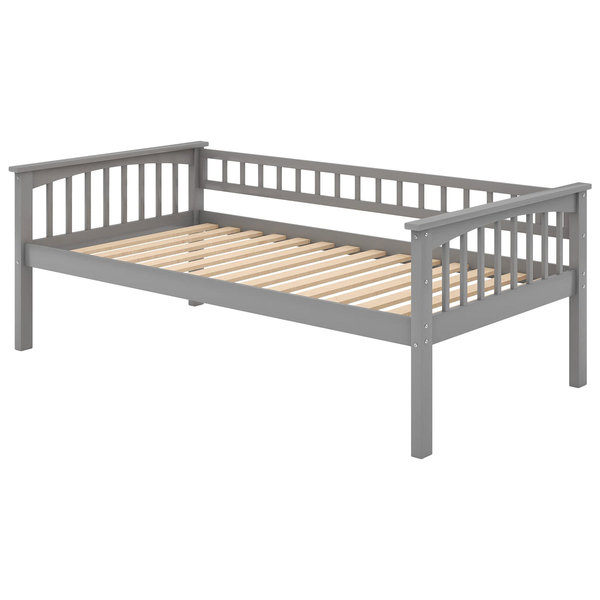 Grey Convertible Wood Twin-Over-Twin Bunk Bed with Storage Drawers and Ladder J65865