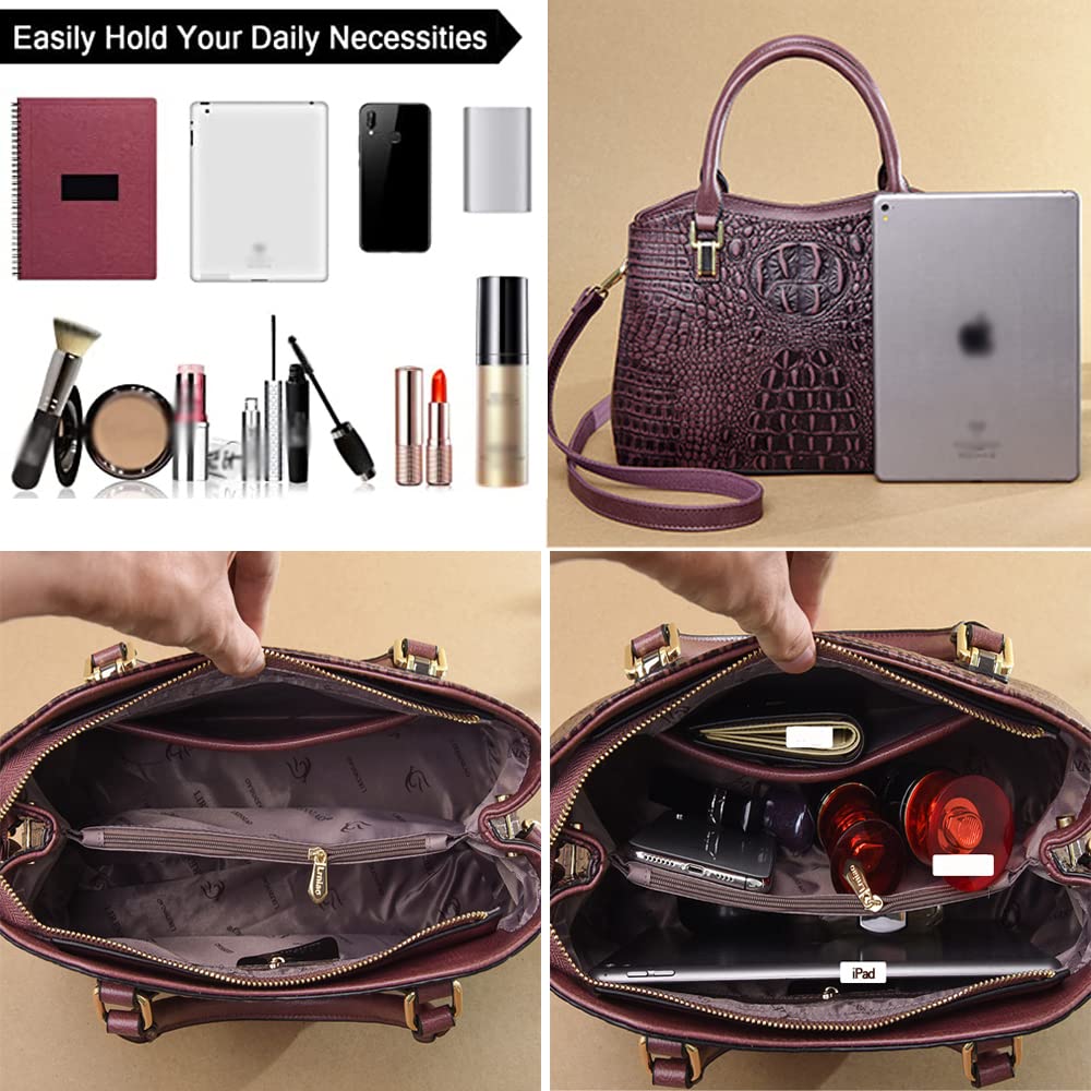Crocodile Leather Satchel Handbag with Shoulder Strap A869111