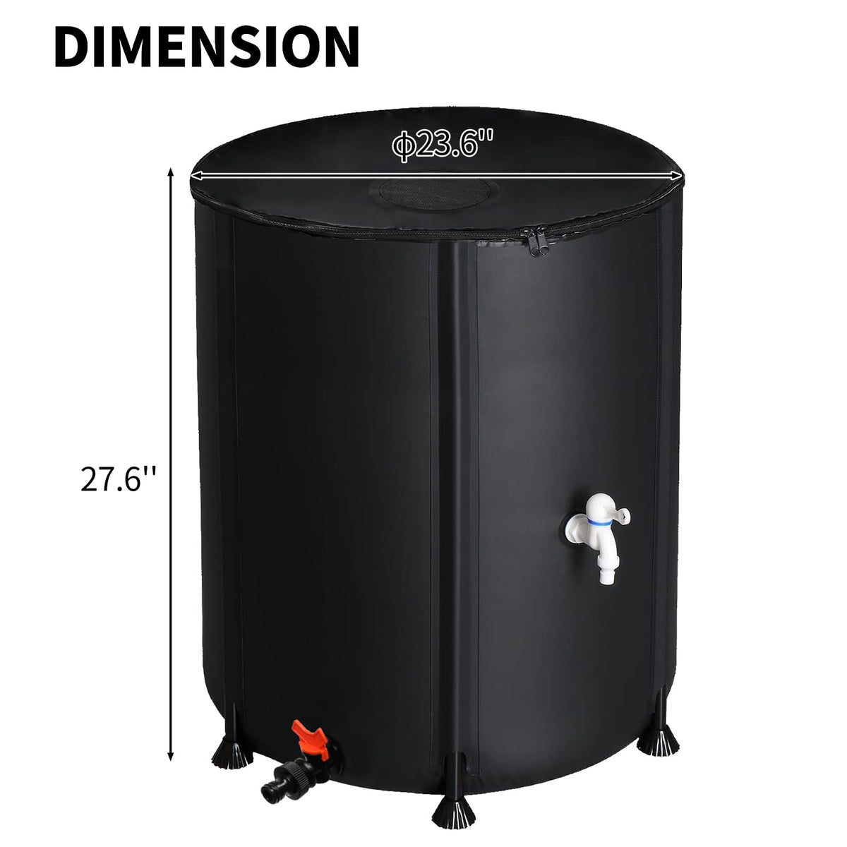 Collapsible 50 Gallon Rain Barrel with Spigot J108