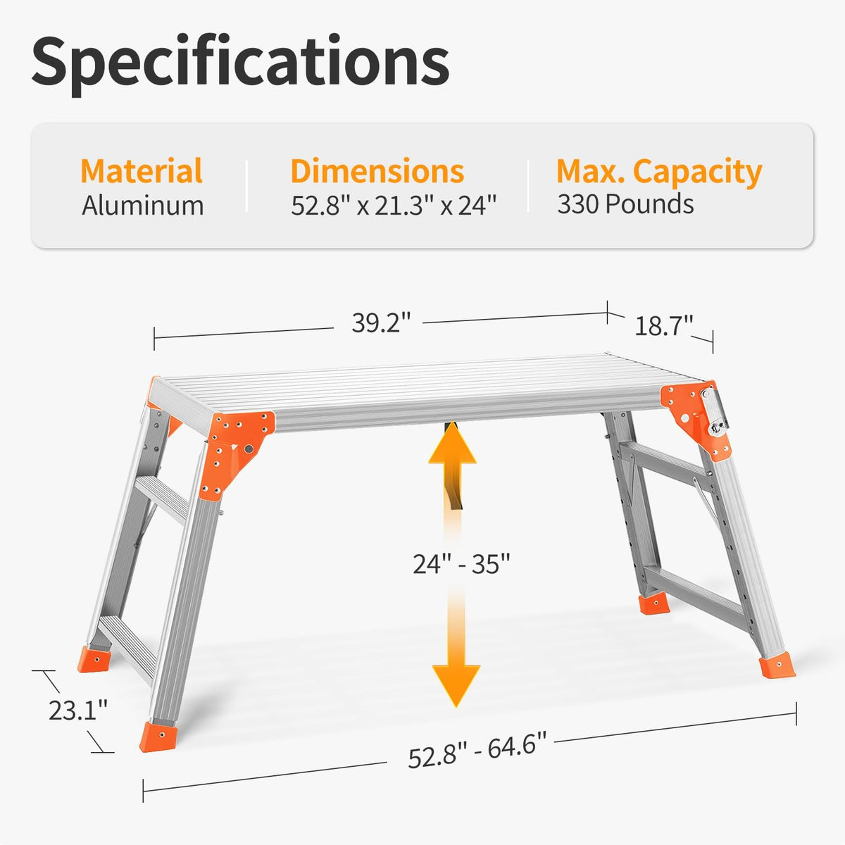 Adjustable Aluminum Folding Work Platform 330 lbs Capacity S4890