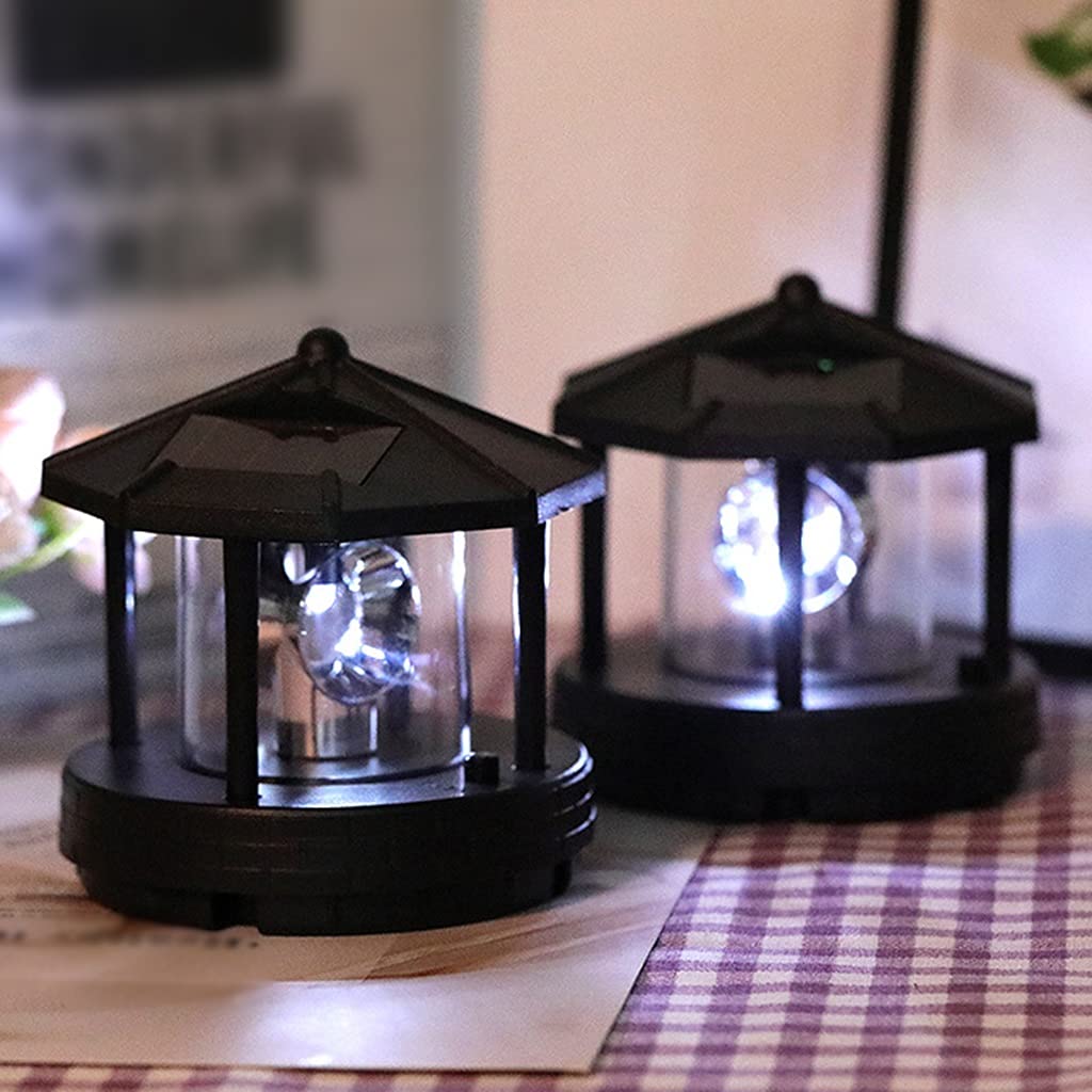 2 Pcs Solar Powered Lighthouse Shape Light D731128