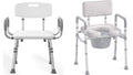 Shower Chair with Arms and Back and Bedside Commode with Padded Seat and Backrest U376
