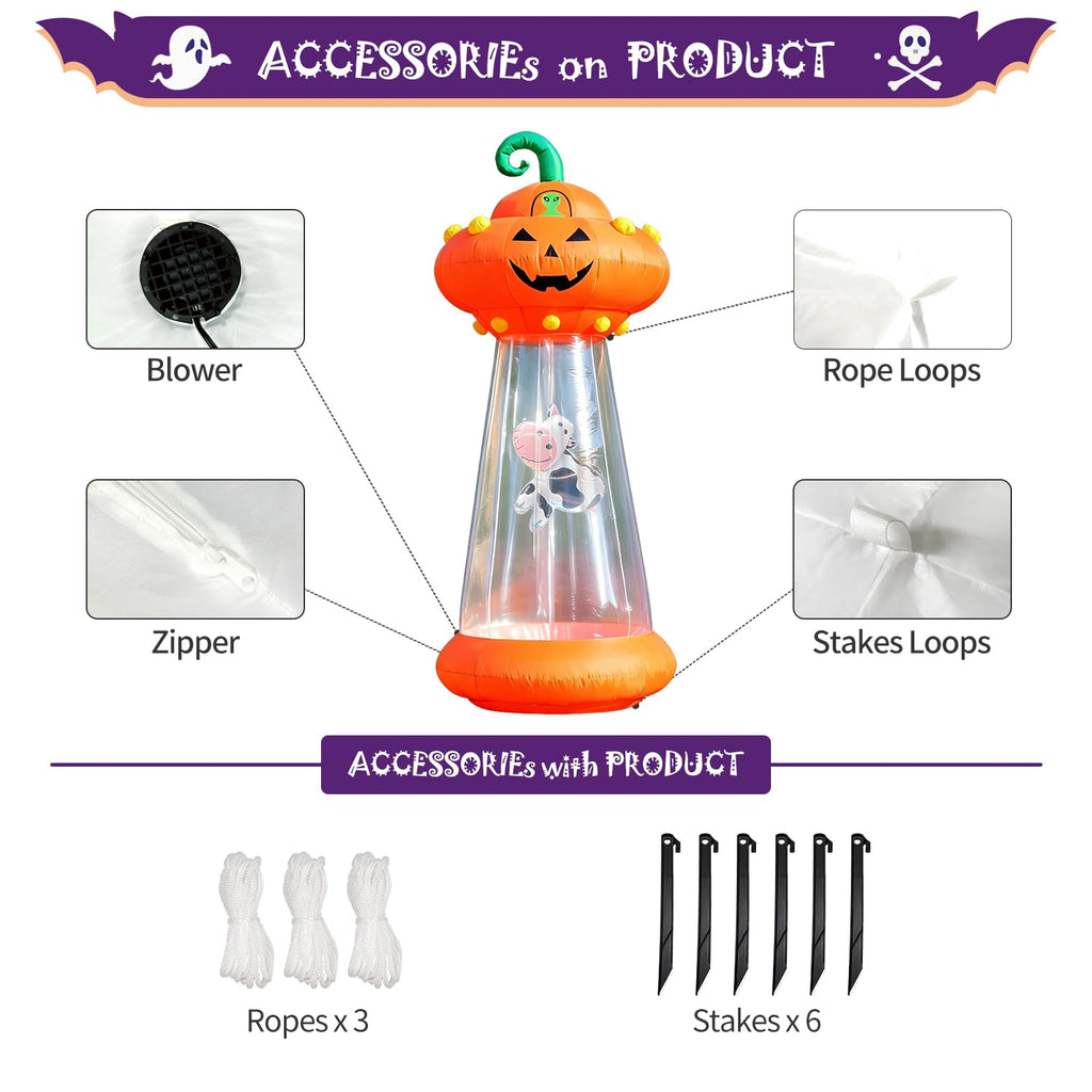 8 FT Inflatable Pumpkin UFO Decoration P6940