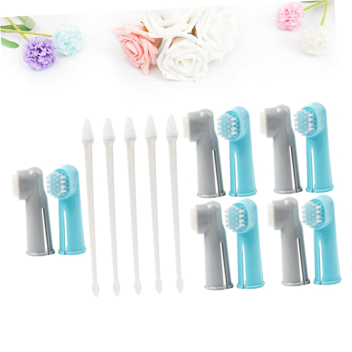 15 Pc Dual-Headed and Finger Pet Toothbrushes J26352