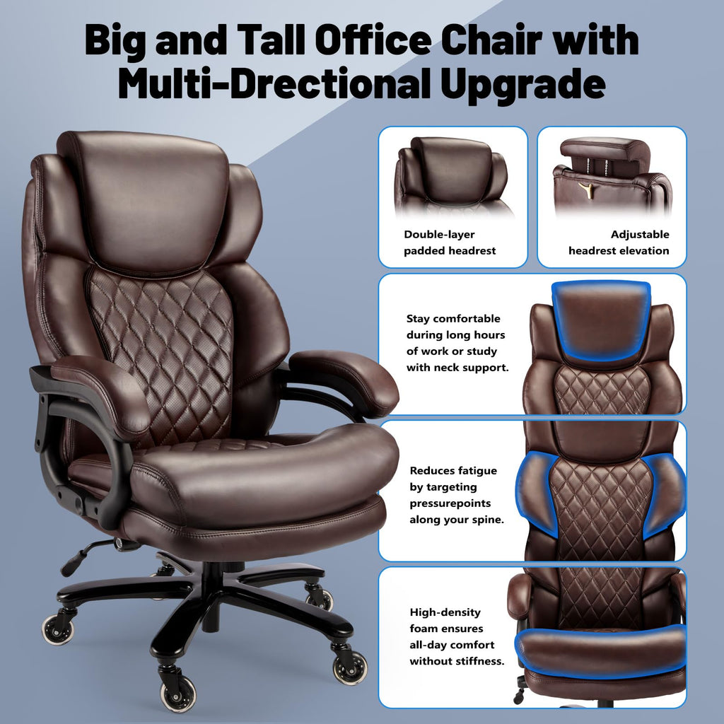 Big and Tall Office Chair with Adjustable Headrest R976