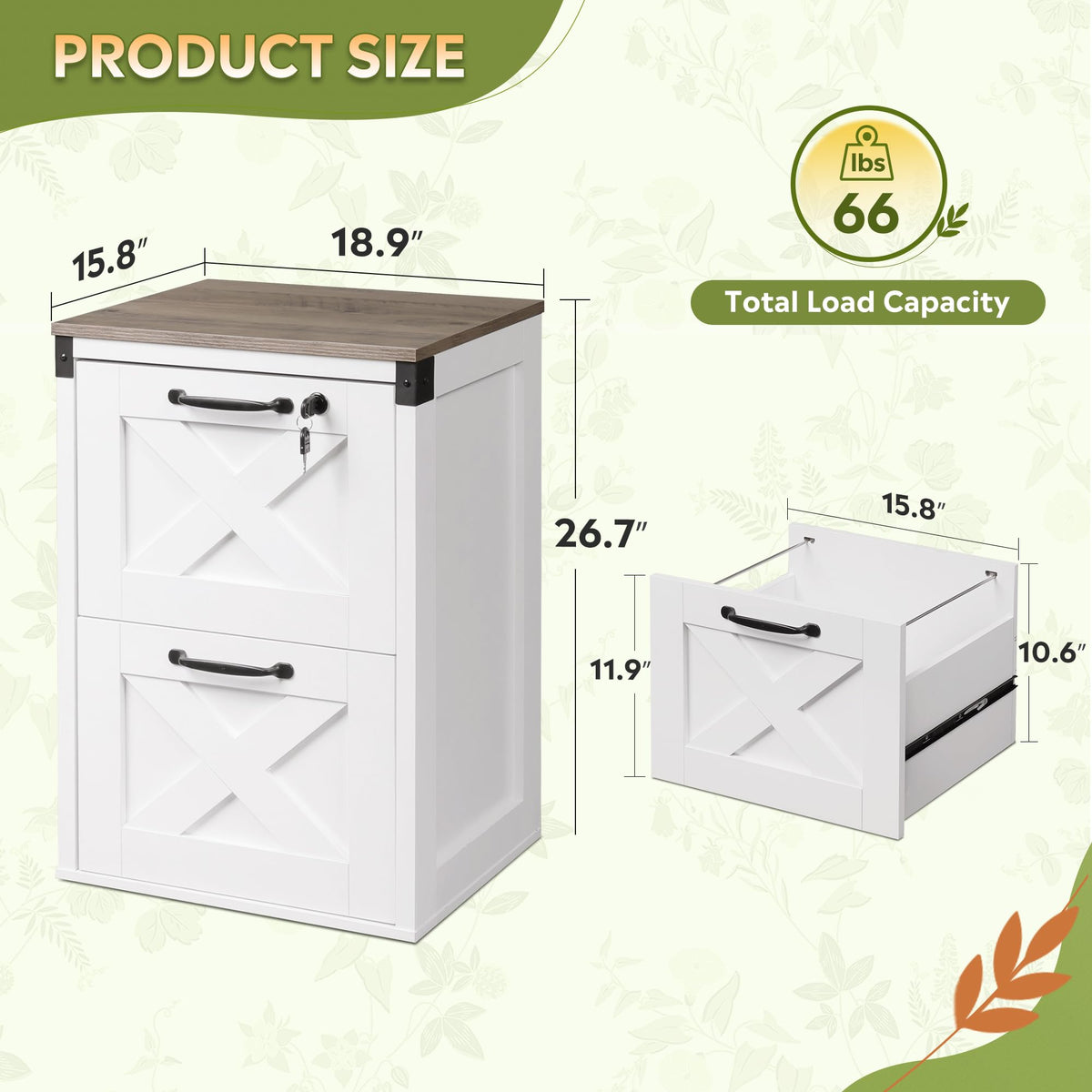 2-Drawer File Cabinet with Lock V835