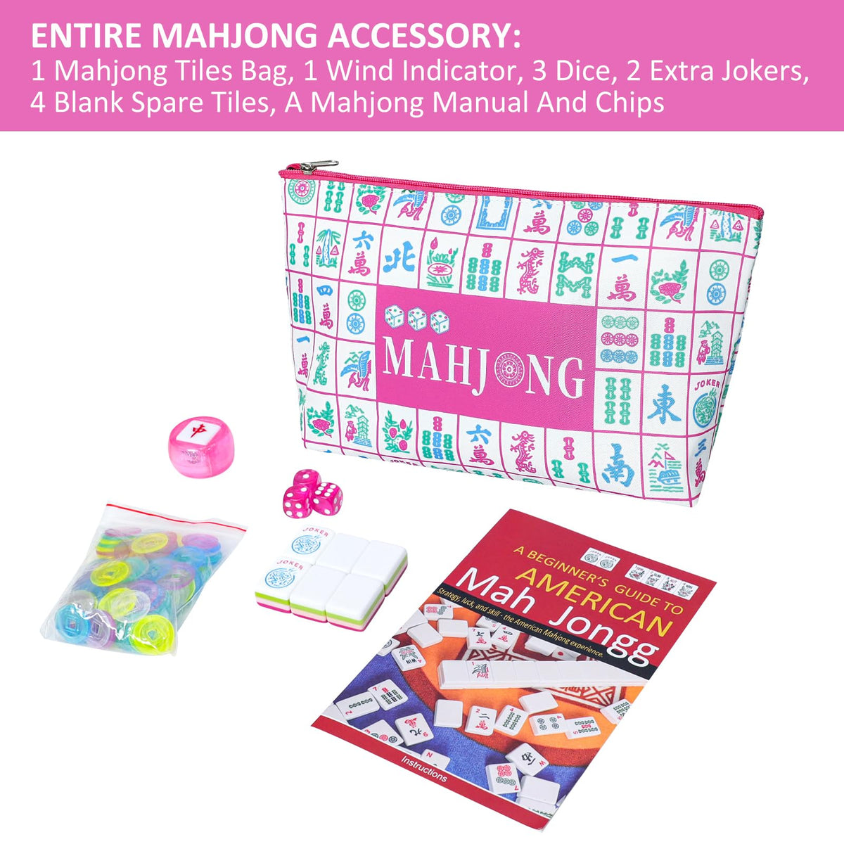 166 Acrylic Engraved Mahjong Tile Set with Carrying Bag R689