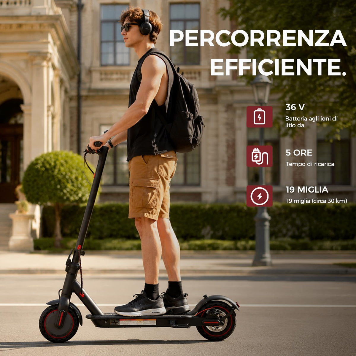 Electric Scooter, 350W/500W, 8.5" Tires, 21 Miles Range, Folding E-Scooter O189324